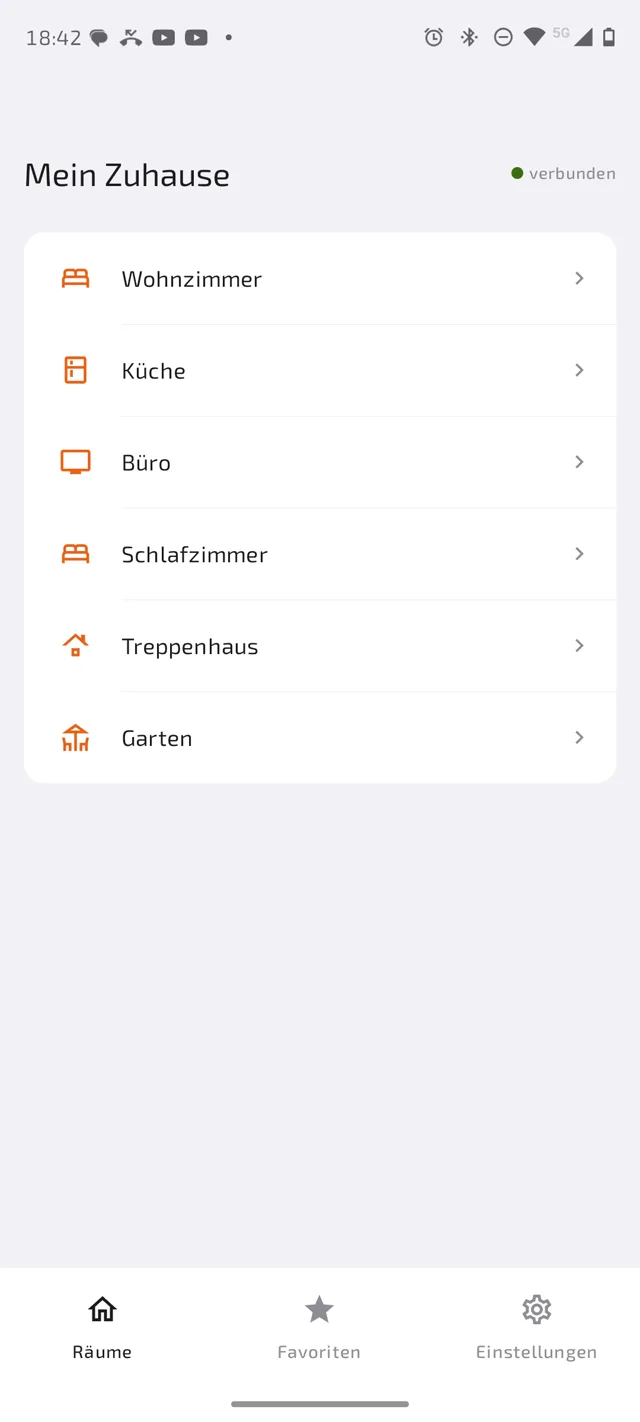 Raumübersicht der Smart Control App